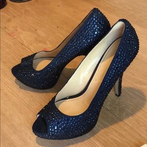 Enzo Angiolini Blue Rhinestone Heels